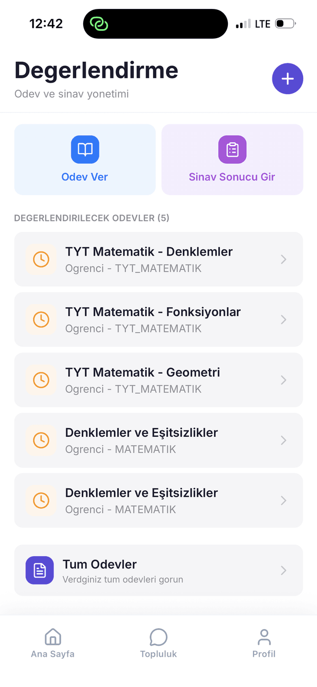DersLab Attendance Screen